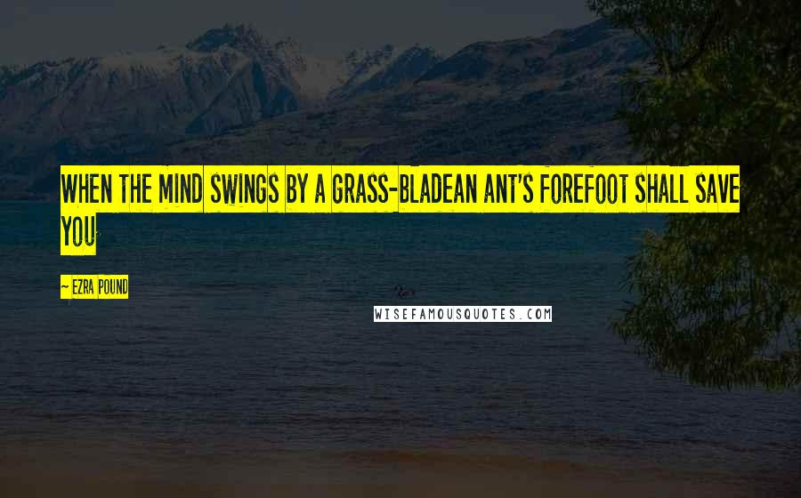 Ezra Pound Quotes: When the mind swings by a grass-bladean ant's forefoot shall save you