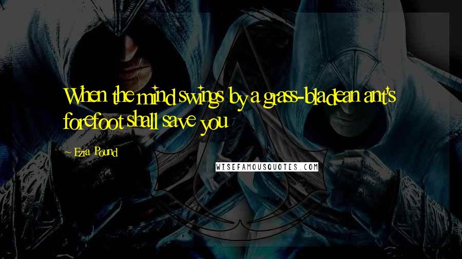 Ezra Pound Quotes: When the mind swings by a grass-bladean ant's forefoot shall save you