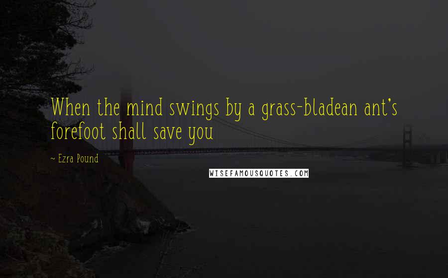 Ezra Pound Quotes: When the mind swings by a grass-bladean ant's forefoot shall save you