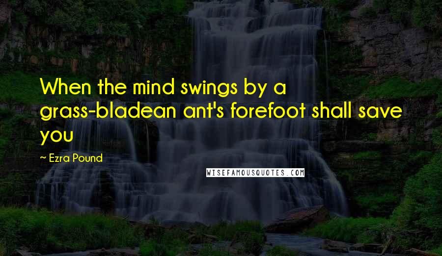 Ezra Pound Quotes: When the mind swings by a grass-bladean ant's forefoot shall save you