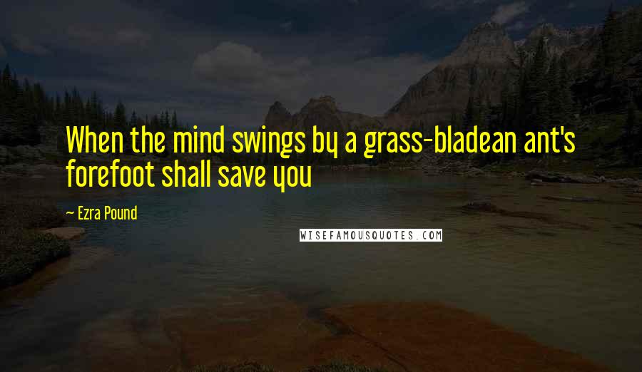 Ezra Pound Quotes: When the mind swings by a grass-bladean ant's forefoot shall save you
