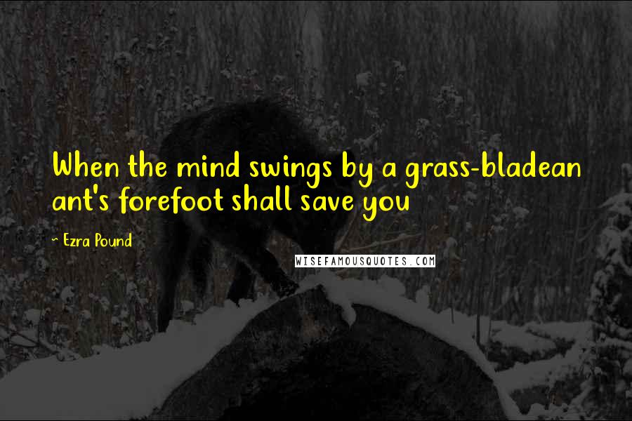 Ezra Pound Quotes: When the mind swings by a grass-bladean ant's forefoot shall save you