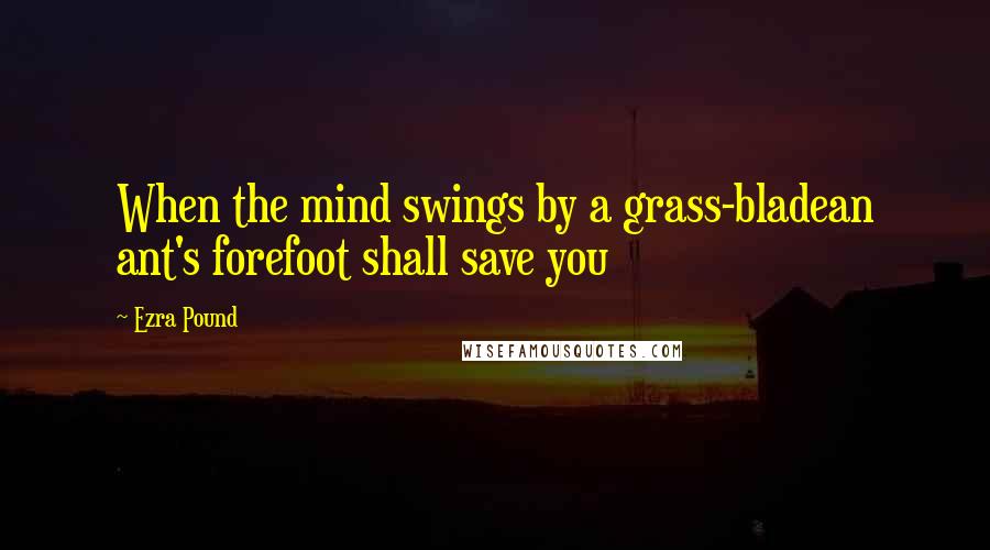 Ezra Pound Quotes: When the mind swings by a grass-bladean ant's forefoot shall save you