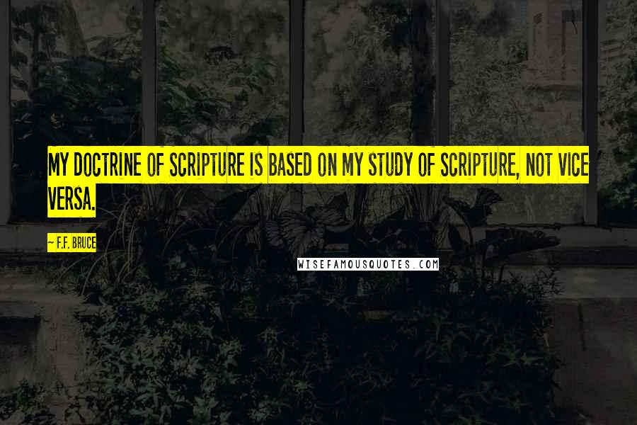 F.F. Bruce Quotes: My doctrine of Scripture is based on my study of Scripture, not vice versa.