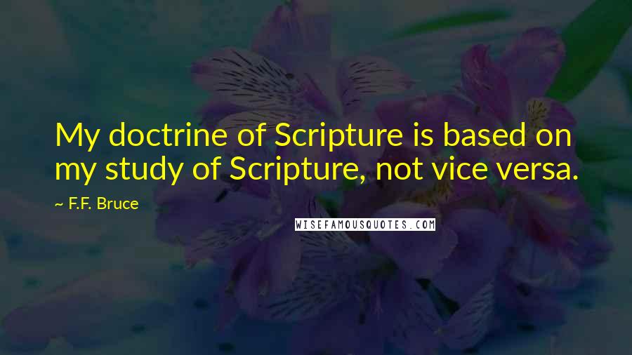 F.F. Bruce Quotes: My doctrine of Scripture is based on my study of Scripture, not vice versa.