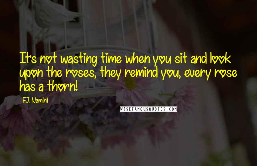 F.J. Namini Quotes: It's not wasting time when you sit and look upon the roses, they remind you, every rose has a thorn!