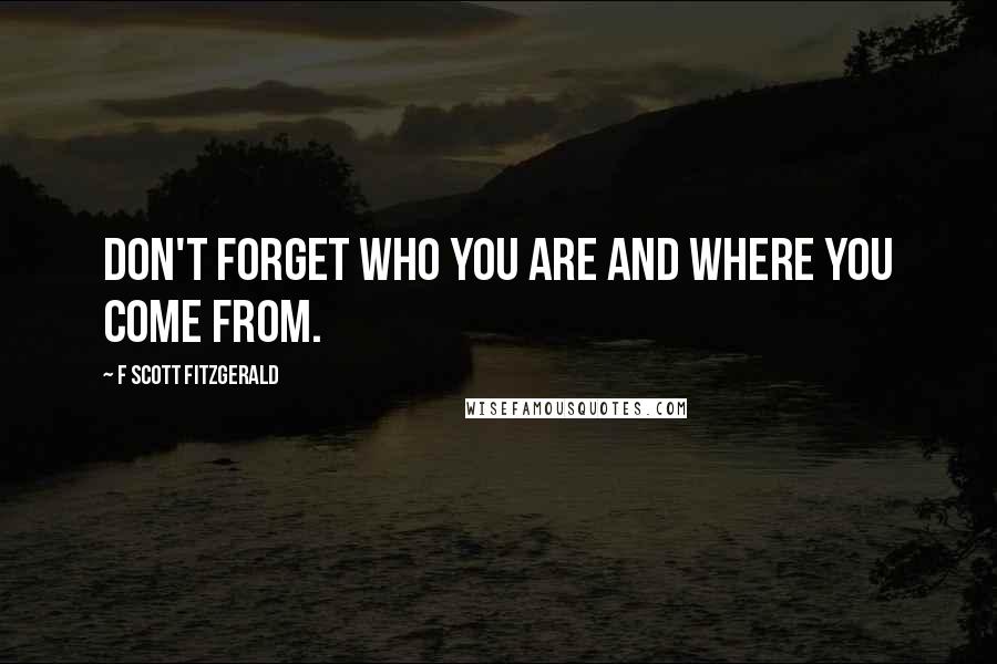 F Scott Fitzgerald Quotes: Don't forget who you are and where you come from.