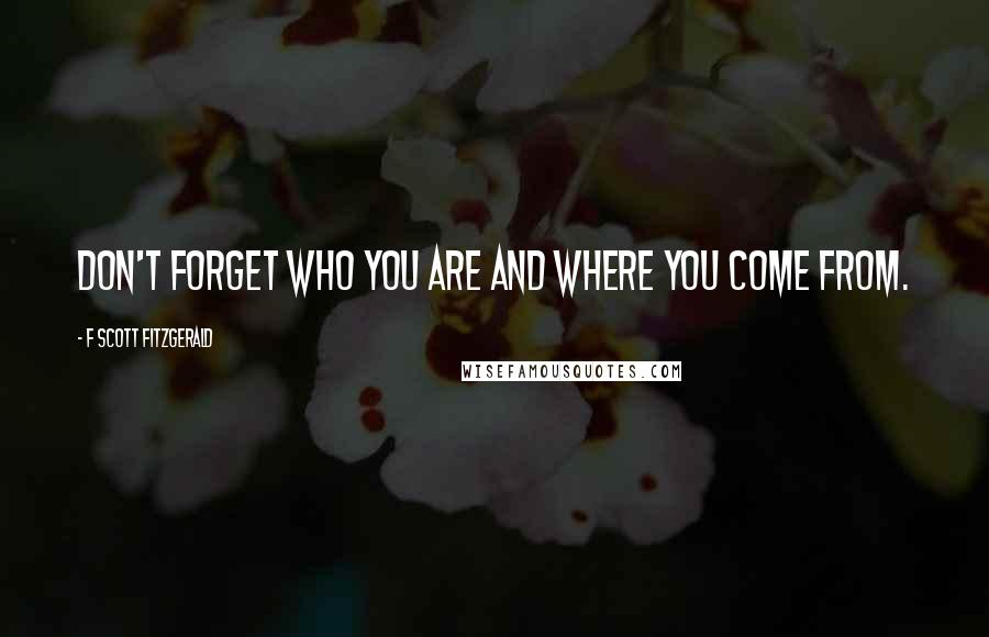 F Scott Fitzgerald Quotes: Don't forget who you are and where you come from.