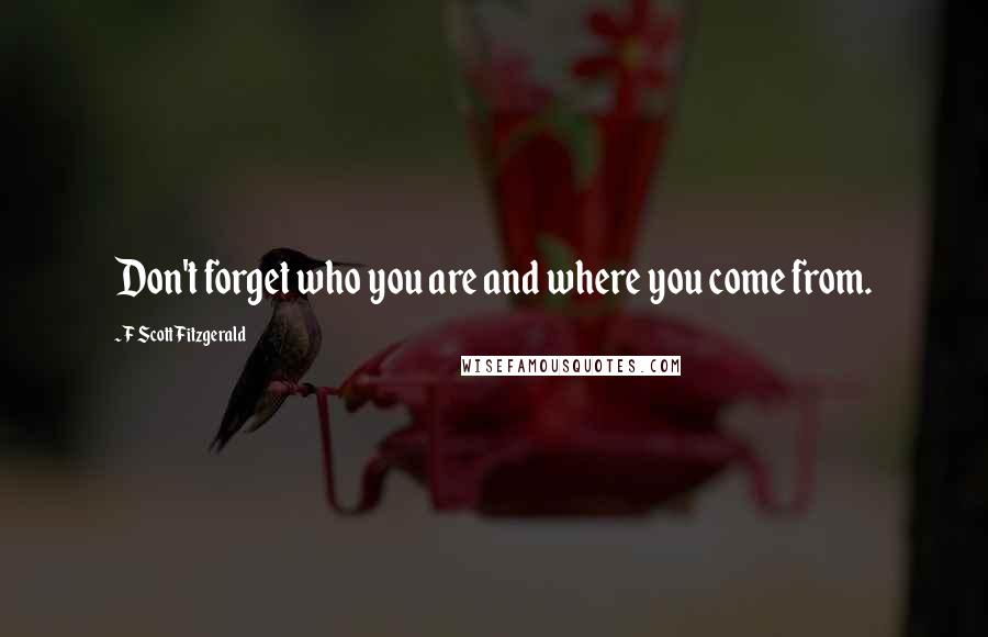 F Scott Fitzgerald Quotes: Don't forget who you are and where you come from.