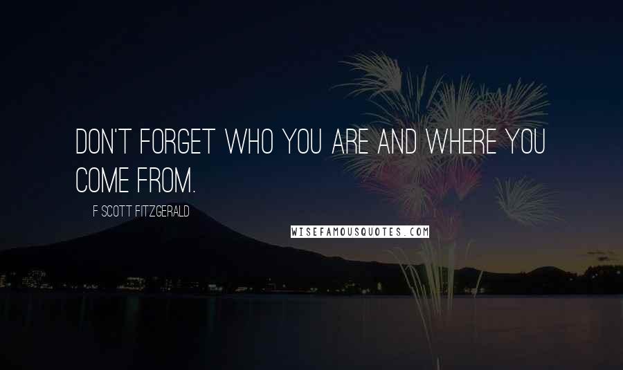 F Scott Fitzgerald Quotes: Don't forget who you are and where you come from.