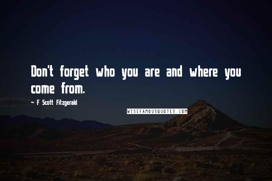 F Scott Fitzgerald Quotes: Don't forget who you are and where you come from.