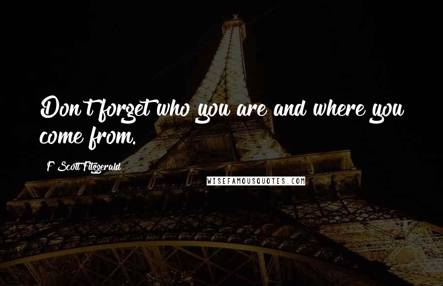 F Scott Fitzgerald Quotes: Don't forget who you are and where you come from.