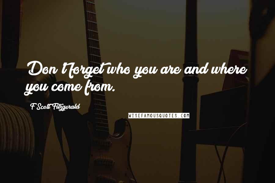 F Scott Fitzgerald Quotes: Don't forget who you are and where you come from.