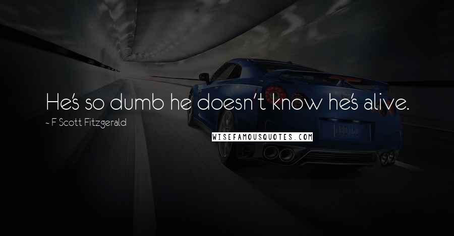 F Scott Fitzgerald Quotes: He's so dumb he doesn't know he's alive.