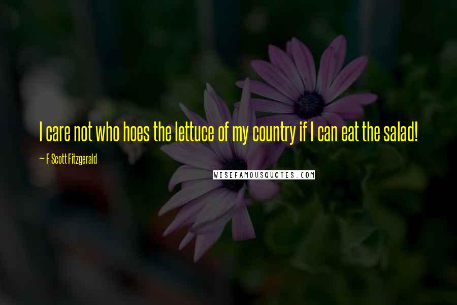 F Scott Fitzgerald Quotes: I care not who hoes the lettuce of my country if I can eat the salad!