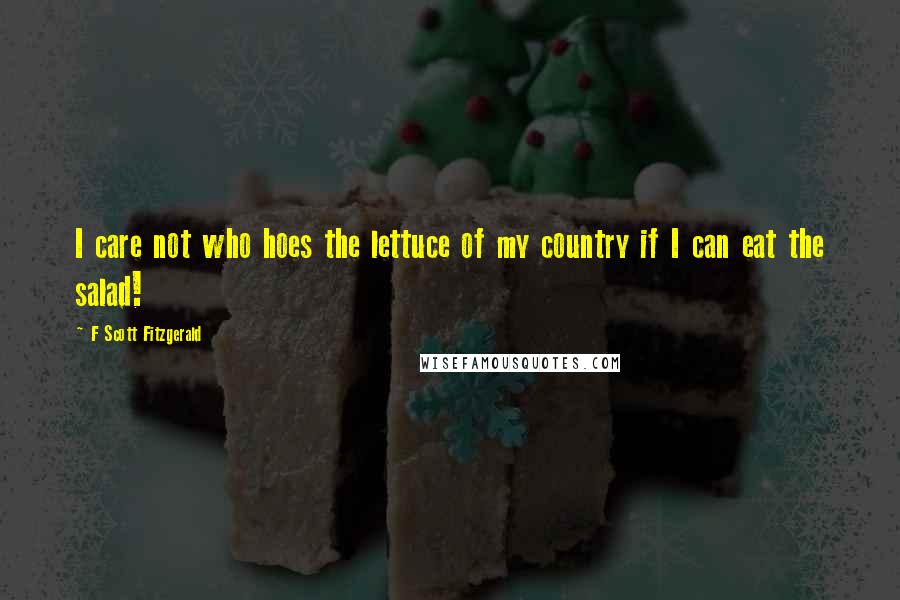 F Scott Fitzgerald Quotes: I care not who hoes the lettuce of my country if I can eat the salad!