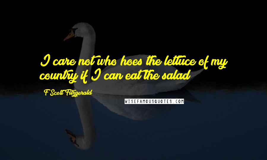 F Scott Fitzgerald Quotes: I care not who hoes the lettuce of my country if I can eat the salad!