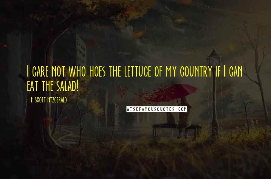 F Scott Fitzgerald Quotes: I care not who hoes the lettuce of my country if I can eat the salad!