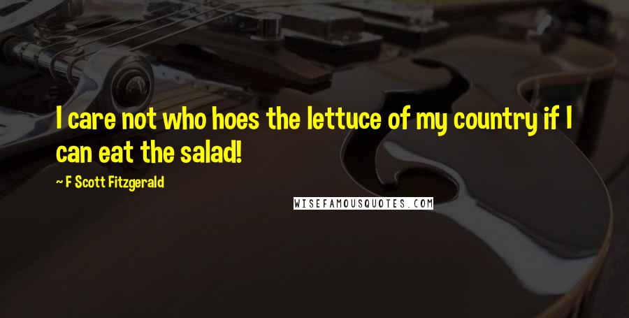 F Scott Fitzgerald Quotes: I care not who hoes the lettuce of my country if I can eat the salad!