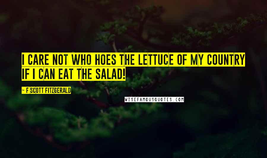 F Scott Fitzgerald Quotes: I care not who hoes the lettuce of my country if I can eat the salad!