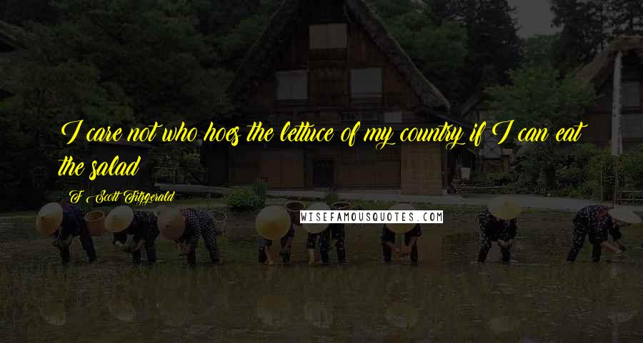 F Scott Fitzgerald Quotes: I care not who hoes the lettuce of my country if I can eat the salad!