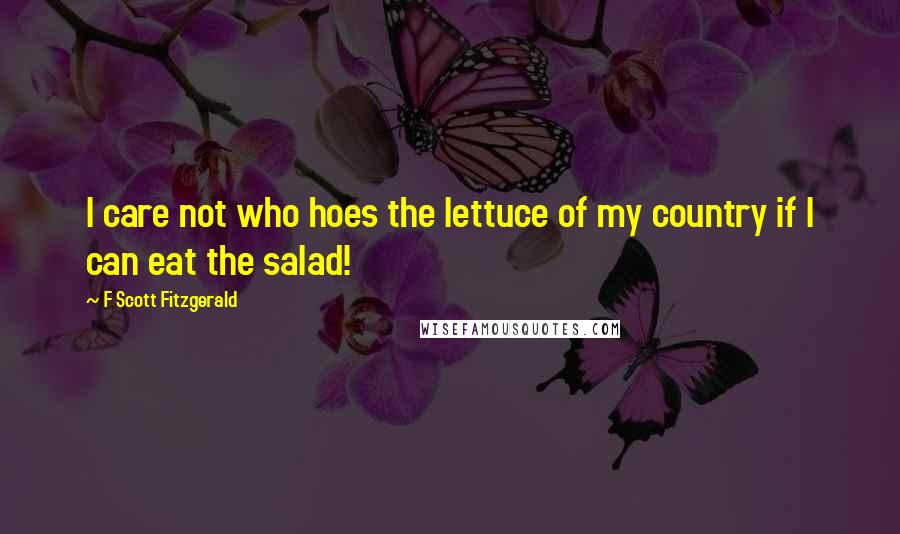 F Scott Fitzgerald Quotes: I care not who hoes the lettuce of my country if I can eat the salad!