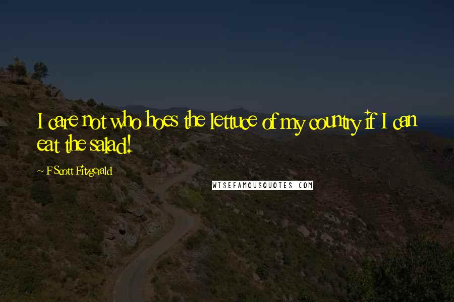 F Scott Fitzgerald Quotes: I care not who hoes the lettuce of my country if I can eat the salad!