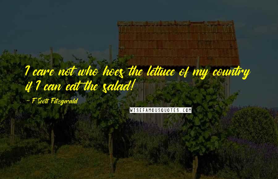 F Scott Fitzgerald Quotes: I care not who hoes the lettuce of my country if I can eat the salad!