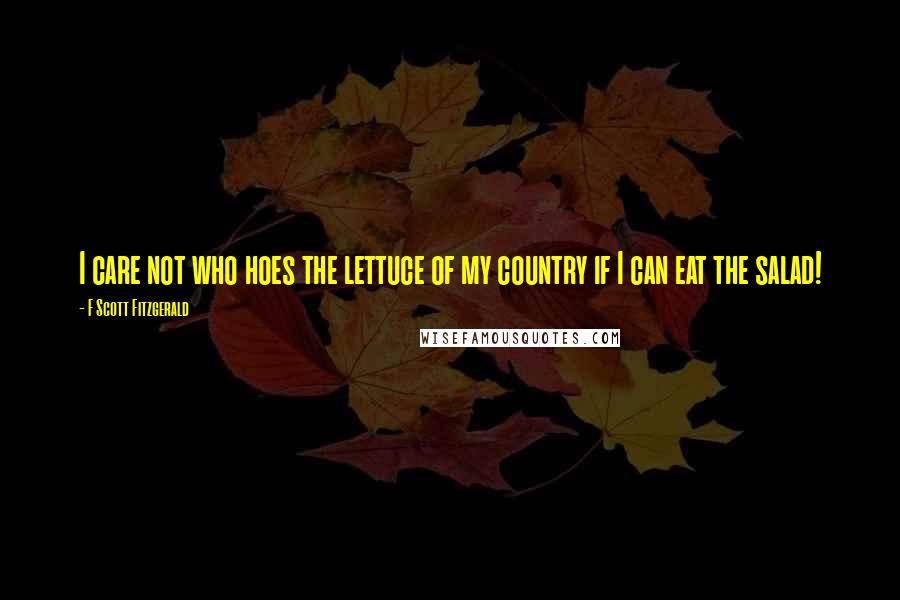F Scott Fitzgerald Quotes: I care not who hoes the lettuce of my country if I can eat the salad!