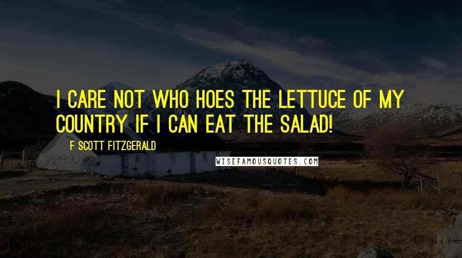 F Scott Fitzgerald Quotes: I care not who hoes the lettuce of my country if I can eat the salad!