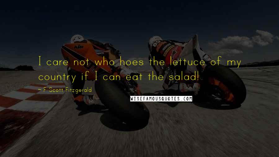 F Scott Fitzgerald Quotes: I care not who hoes the lettuce of my country if I can eat the salad!