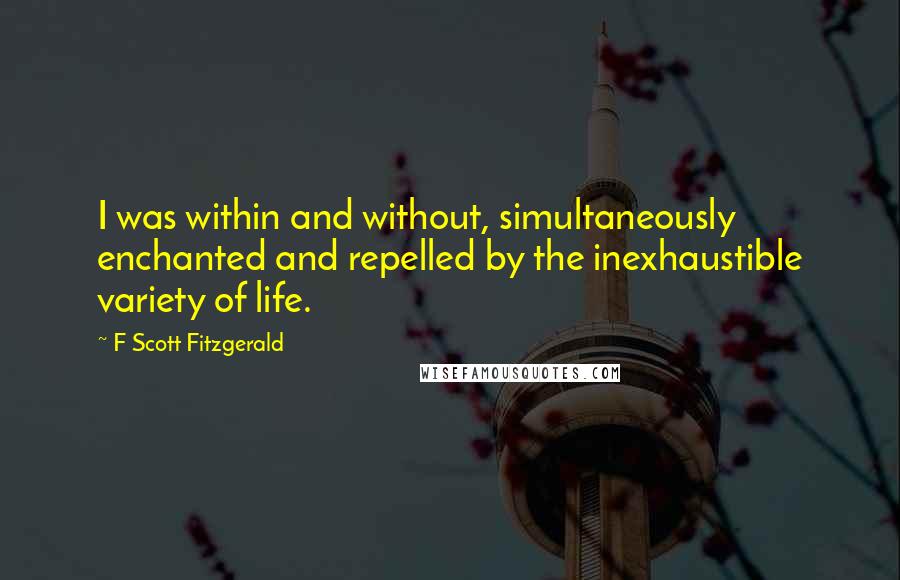 F Scott Fitzgerald Quotes: I was within and without, simultaneously enchanted and repelled by the inexhaustible variety of life.