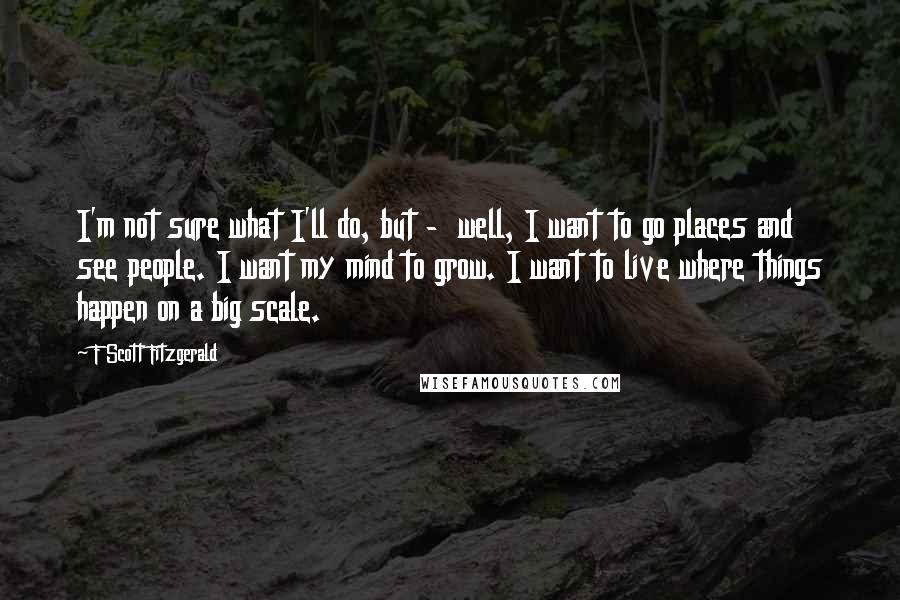 F Scott Fitzgerald Quotes: I'm not sure what I'll do, but -  well, I want to go places and see people. I want my mind to grow. I want to live where things happen on a big scale.