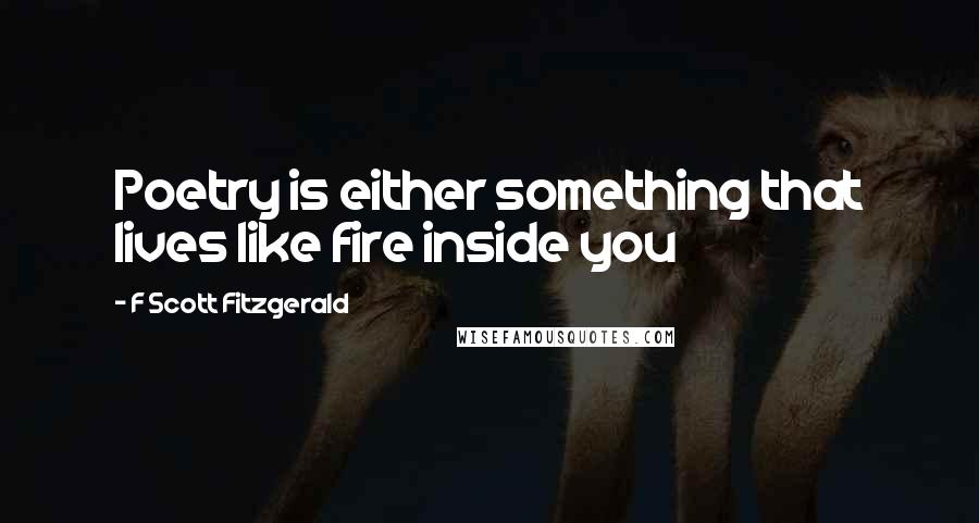 F Scott Fitzgerald Quotes: Poetry is either something that lives like fire inside you