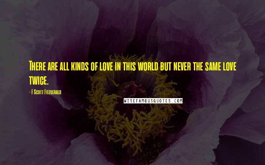 F Scott Fitzgerald Quotes: There are all kinds of love in this world but never the same love twice.