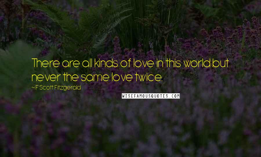 F Scott Fitzgerald Quotes: There are all kinds of love in this world but never the same love twice.