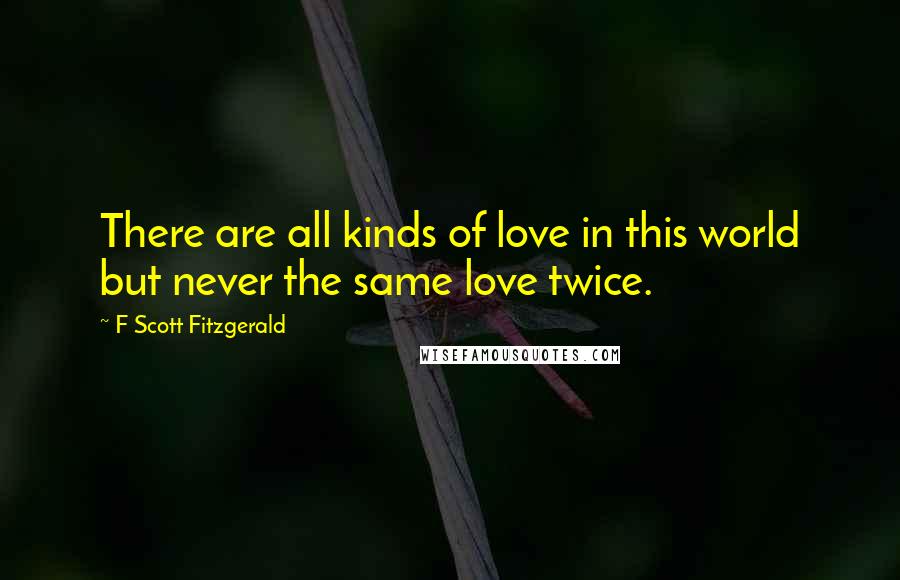 F Scott Fitzgerald Quotes: There are all kinds of love in this world but never the same love twice.