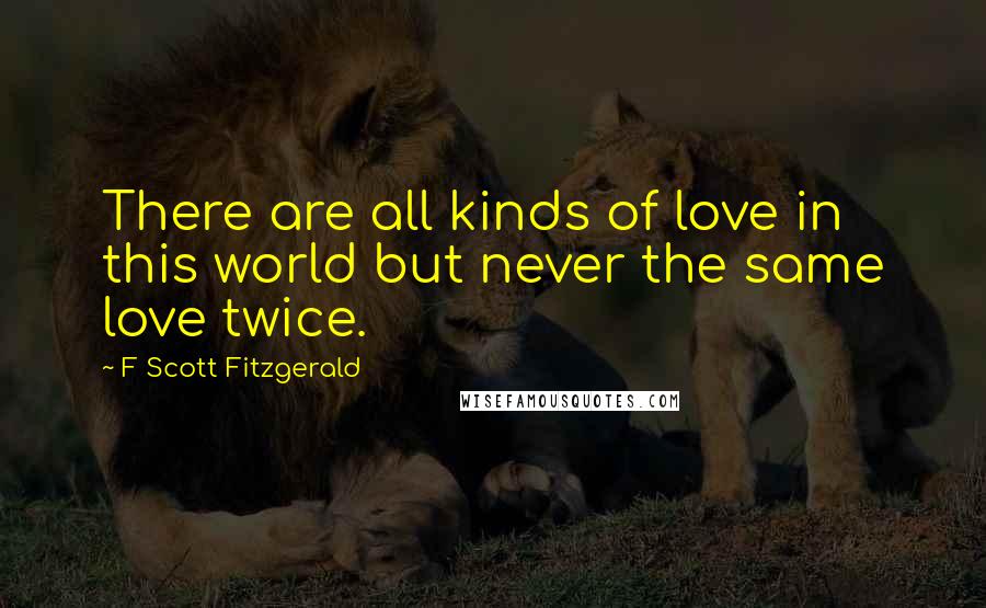 F Scott Fitzgerald Quotes: There are all kinds of love in this world but never the same love twice.