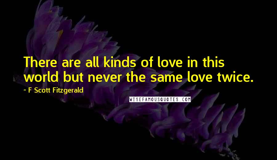 F Scott Fitzgerald Quotes: There are all kinds of love in this world but never the same love twice.