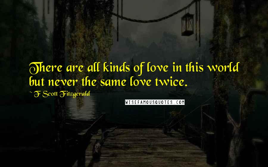 F Scott Fitzgerald Quotes: There are all kinds of love in this world but never the same love twice.