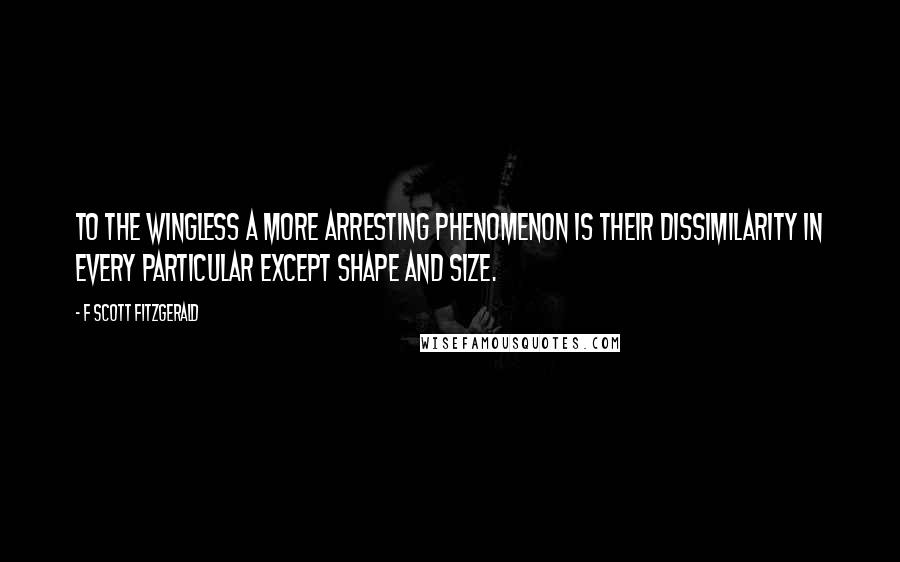 F Scott Fitzgerald Quotes: To the wingless a more arresting phenomenon is their dissimilarity in every particular except shape and size.