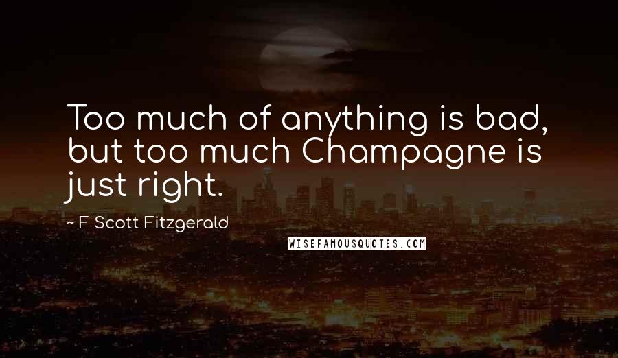 F Scott Fitzgerald Quotes: Too much of anything is bad, but too much Champagne is just right.