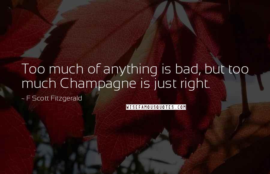 F Scott Fitzgerald Quotes: Too much of anything is bad, but too much Champagne is just right.