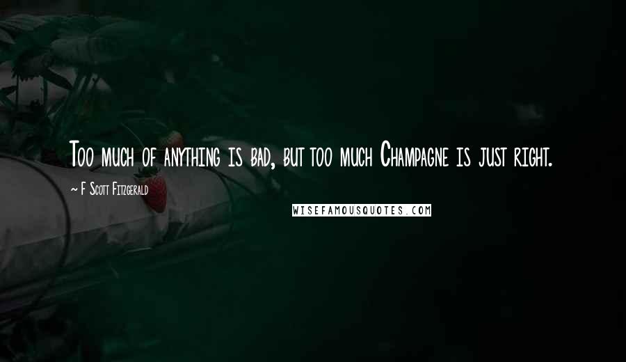 F Scott Fitzgerald Quotes: Too much of anything is bad, but too much Champagne is just right.