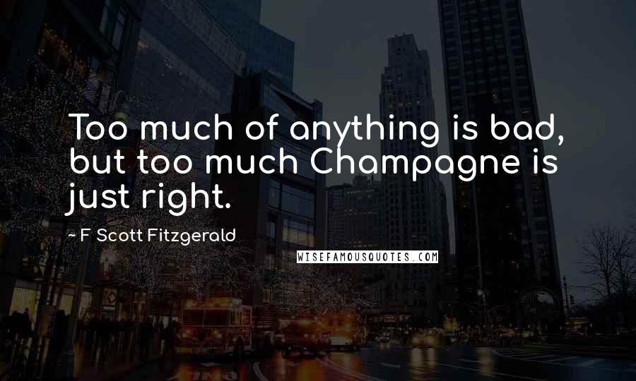 F Scott Fitzgerald Quotes: Too much of anything is bad, but too much Champagne is just right.