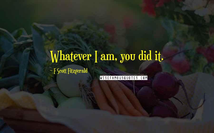 F Scott Fitzgerald Quotes: Whatever I am, you did it.