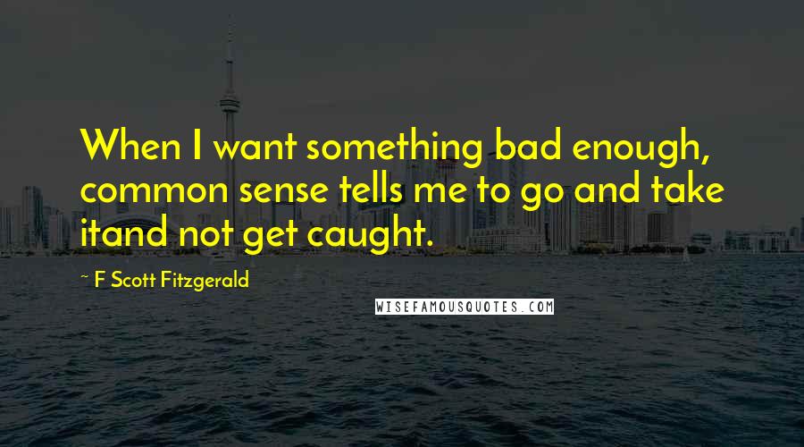 F Scott Fitzgerald Quotes: When I want something bad enough, common sense tells me to go and take itand not get caught.