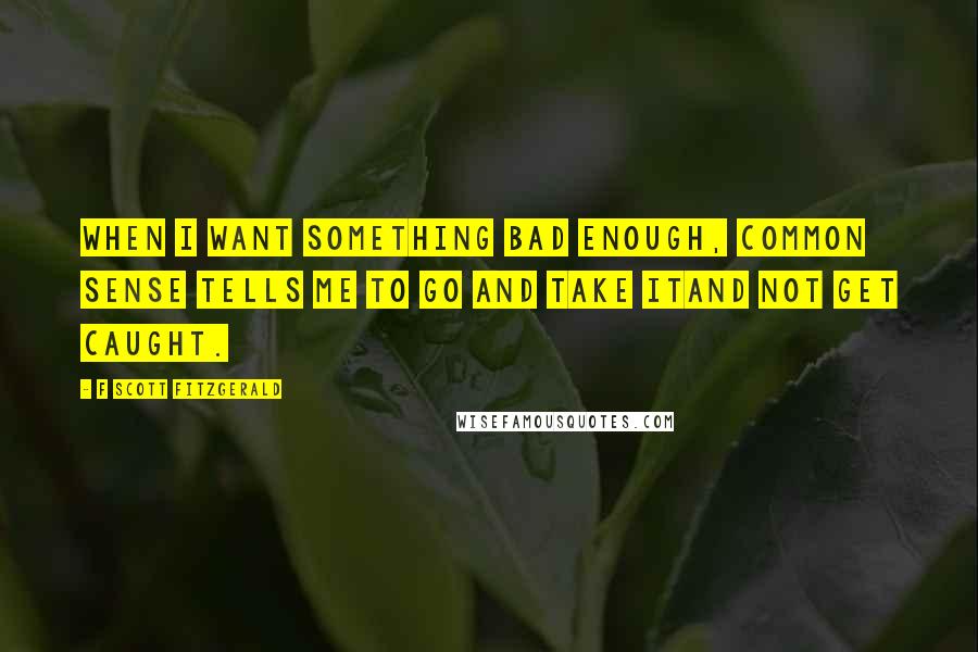 F Scott Fitzgerald Quotes: When I want something bad enough, common sense tells me to go and take itand not get caught.