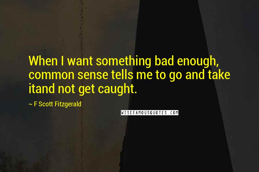 F Scott Fitzgerald Quotes: When I want something bad enough, common sense tells me to go and take itand not get caught.