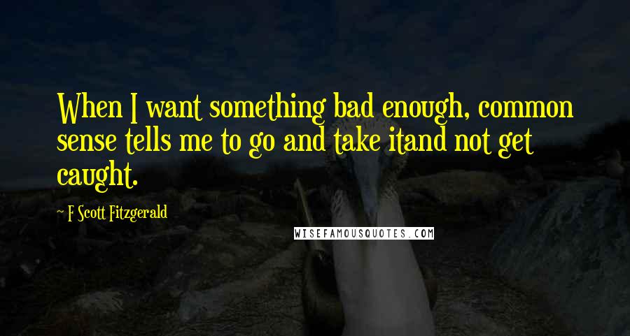 F Scott Fitzgerald Quotes: When I want something bad enough, common sense tells me to go and take itand not get caught.